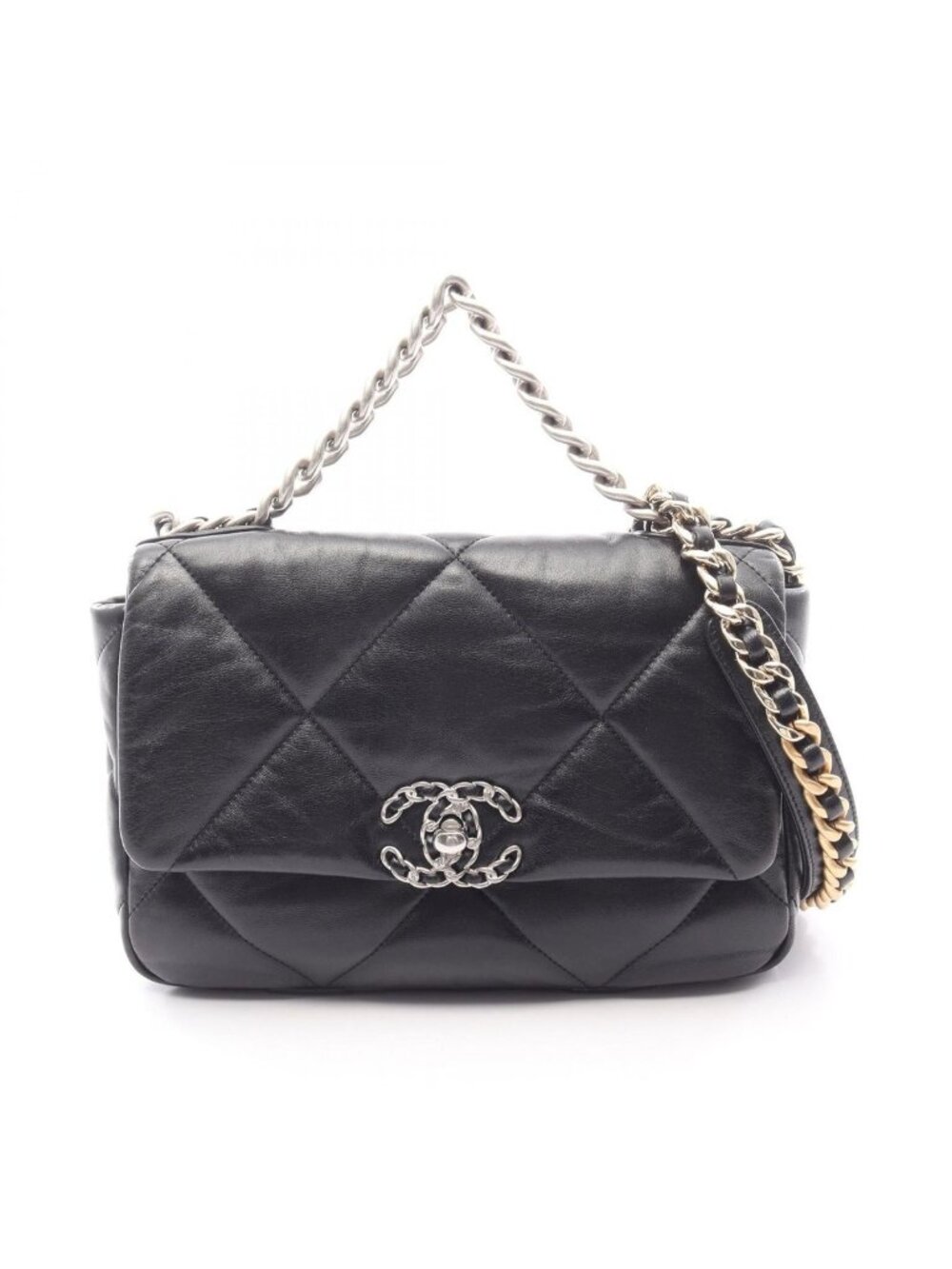 Chanel Shoulder Bag 19 D'isneuf Quilted Black Leather